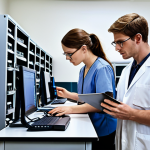 **Prompt:** "Ethical research practices: A diverse group of researchers in a modern lab setting, reviewing informed consent documents with participants. Emphasis on data security measures, like encrypted laptops and secure server racks. A sense of trust and transparency."