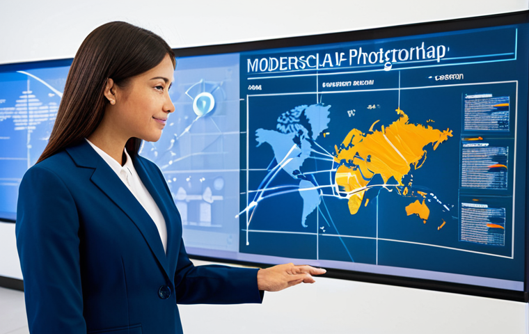 A professional woman, standing confidently in a modern, bright, open-plan office. She is wearing a modest business suit, fully clothed, appropriate attire, professional dress. In the background, a large, glowing holographic projection displays a precise roadmap with clear directional lines and key milestones, symbolizing well-defined goals and strategic planning. The scene is captured with high-resolution, professional photography, featuring soft studio lighting, crisp focus, and vibrant colors. safe for work, appropriate content, fully clothed, professional, modest, perfect anatomy, correct proportions, natural pose, well-formed hands, proper finger count, natural body proportions.