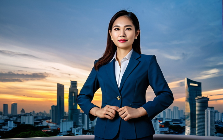 실험 설계의 발전 방향 - **Prompt:** A professional Thai businesswoman in a modern, modest business suit, standing in front o...